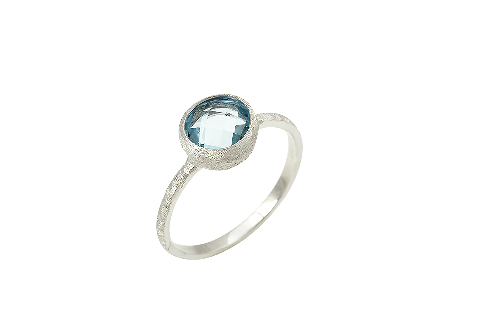 Δαχτυλίδι Λευκόχρυσο Κ14 Με Πέτρα Blue Topaz.