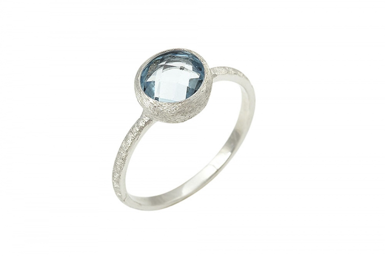 Δαχτυλίδι Λευκόχρυσο Κ14 Με Πέτρα Blue Topaz.